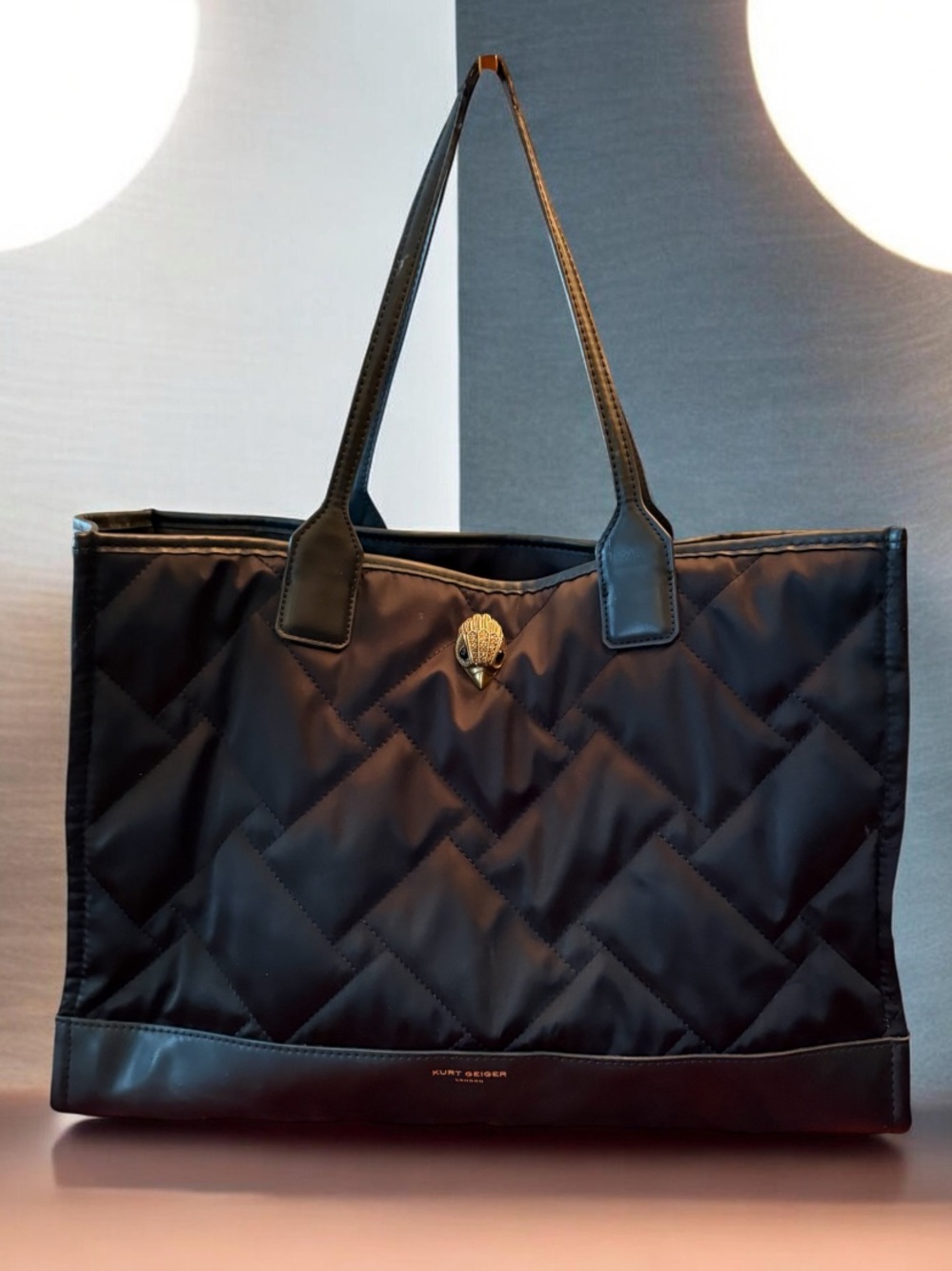 Kurt Geiger London Black Quilted Shopper Tote Bag